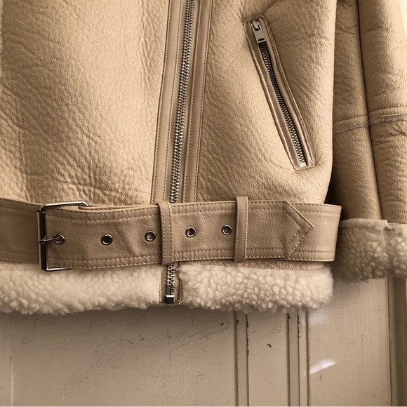 Primark Faux Leather Sherling Jacket/Coat Size Small - Picture 5 of 16